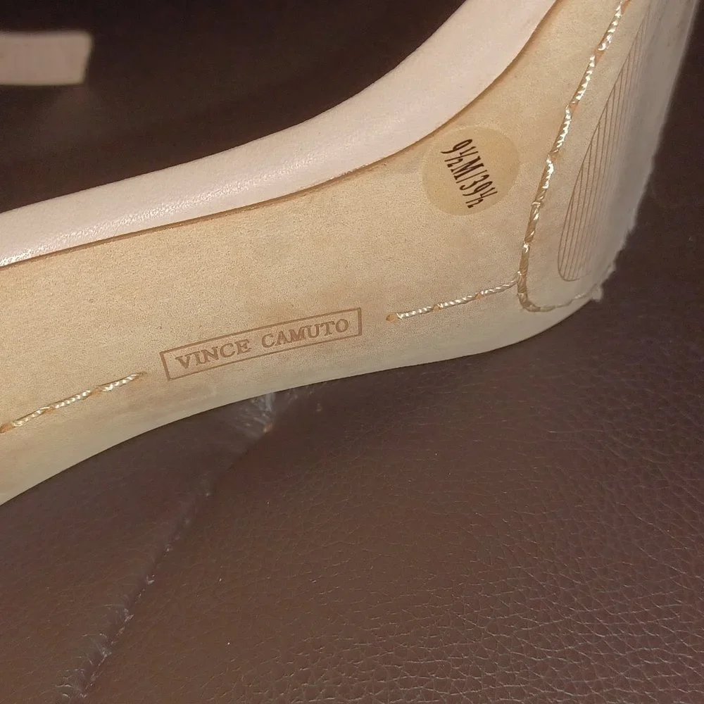 Vince Camuto Nude Beige Heels Ankle Strap Sandals - Picture 6 of 9